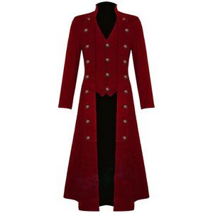 COPY - Men’s Red Cotton Twill Steampunk Jacket Goth Victorian/Military Style Tr…
